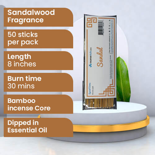 Sandal Incense 8" 50 Sticks
