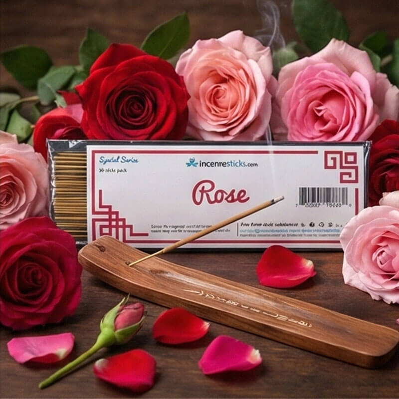 Rose Incense 8" 50 Sticks