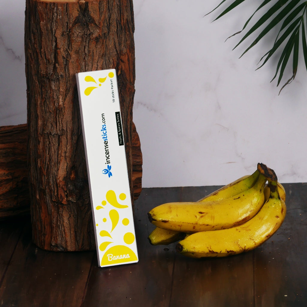 Banana Incense Sticks 8" inch 10 Sticks Fruits & Spices 1 Pack 