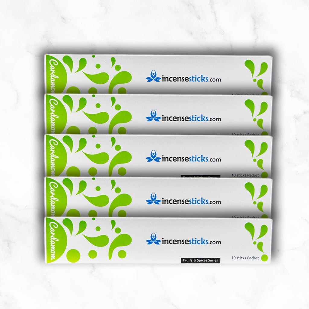 Cardamom Incense 8" inch 10 Sticks Fruits & Spices 5 Packs