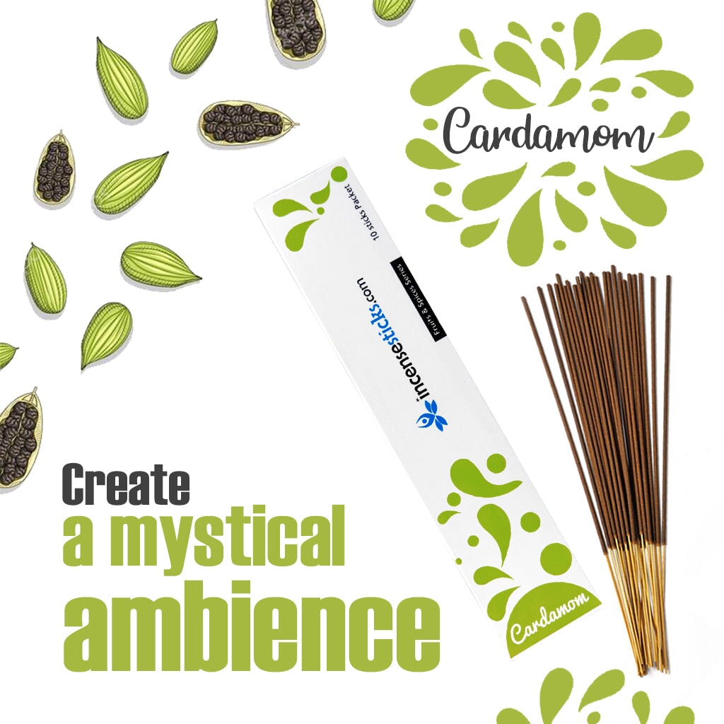 Cardamom Incense 8" inch 10 Sticks Fruits & Spices
