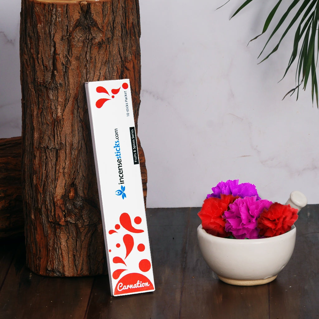 Carnation Incense 8" inch 10 Sticks Fruits & Spices 