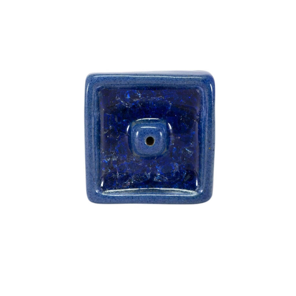 Ceramic Crystal Incense Holder – Square Ceramic with Crystal Incense Holder Blue