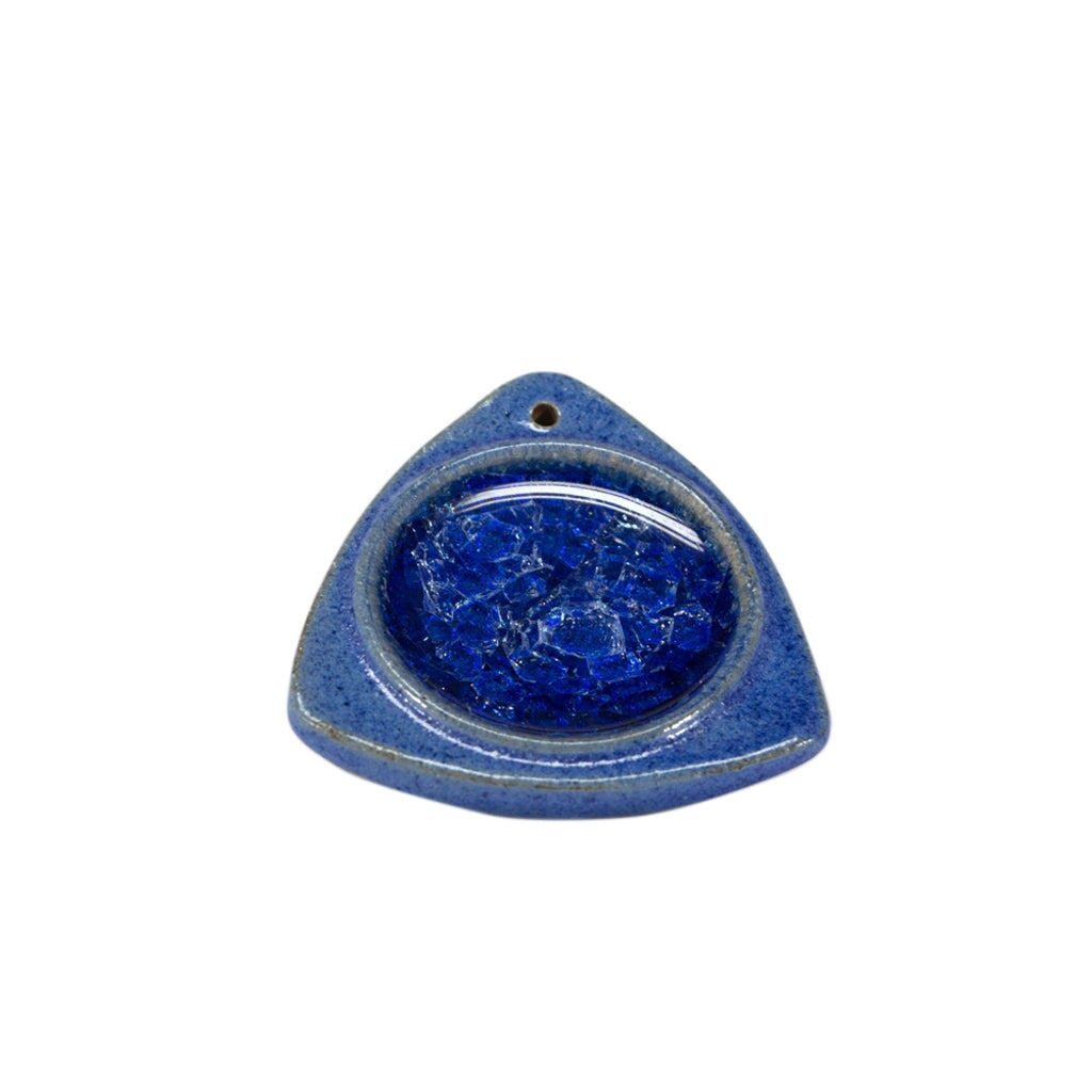 Ceramic Crystal Incense Holder – Triangle Ceramic with Crystal Incense Holder Small Blue