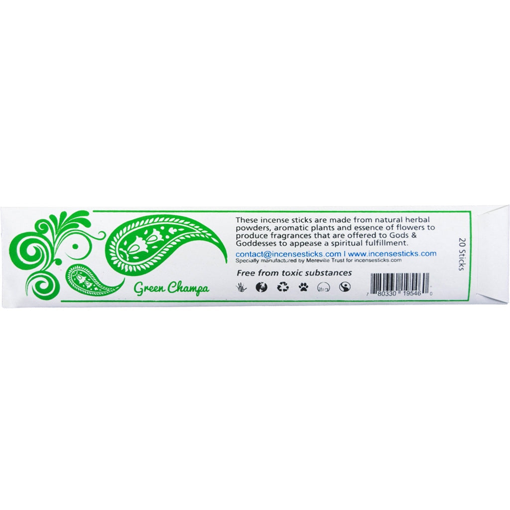 Green Champa Incense 10" 20 Sticks Offering incense