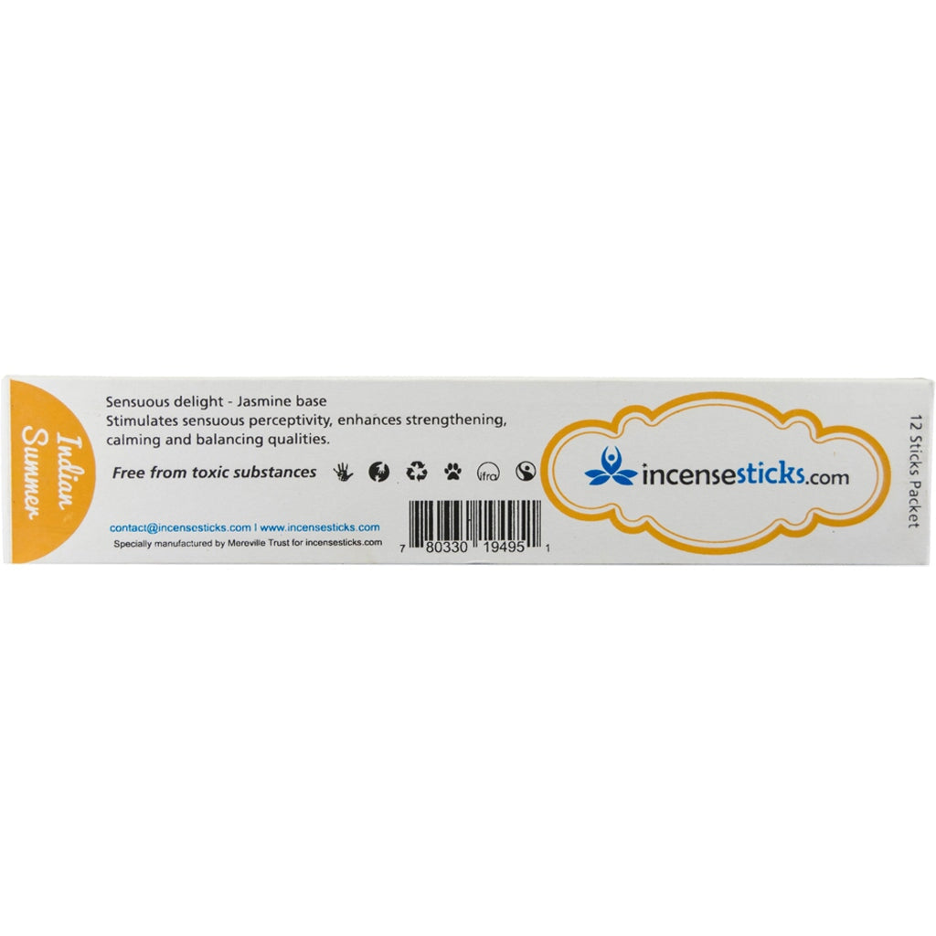 Indian Summer Incense 8" 12 Sticks Aromatologia Incense Sticks