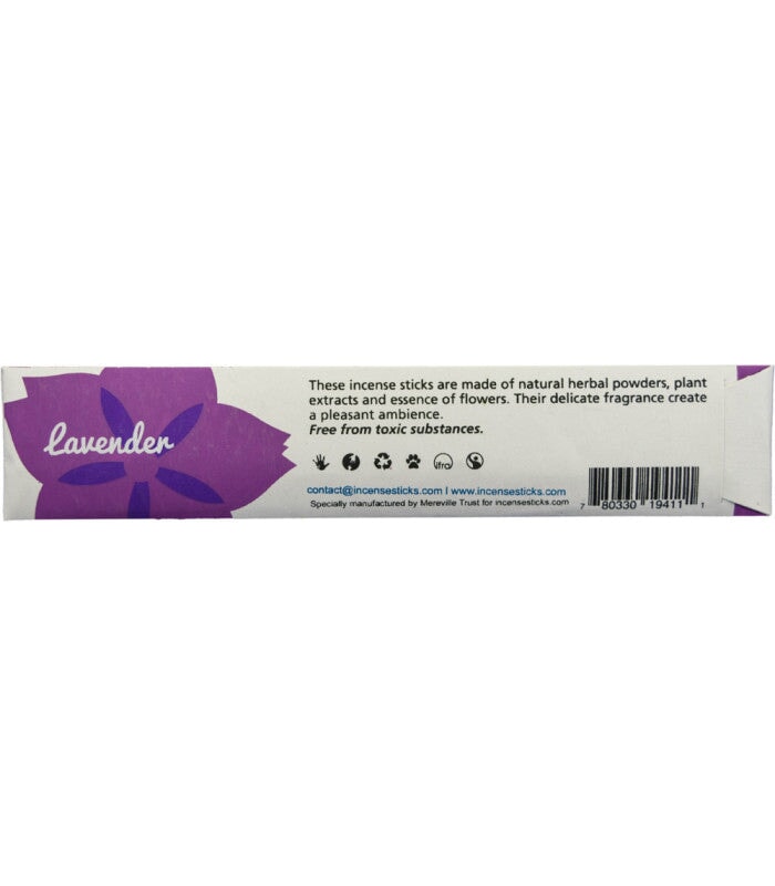 Lavender Incense 8" 10 Sticks Traditional Incense