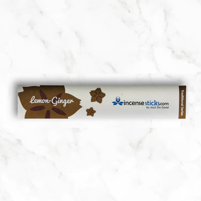 Lemon Ginger Incense 8" 10 Sticks Traditional Incense 1 Pack