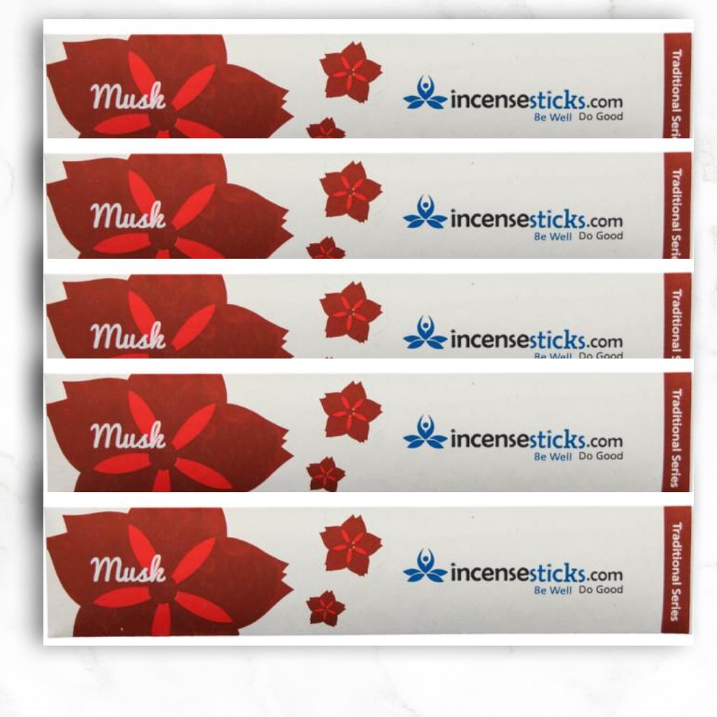 Musk Incense 8" 10 Sticks Traditional Incense 5 Packs