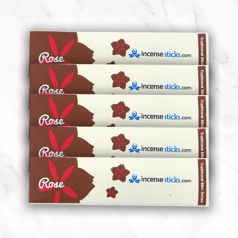 Rose Incense 4.5" 10 Sticks Mini Traditional 5 Packs