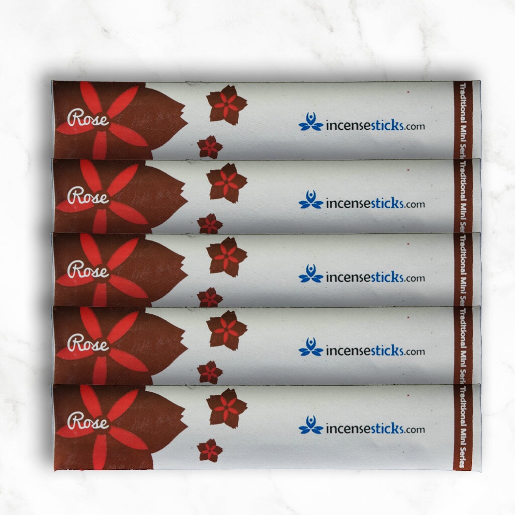 Rose Incense 8" 10 Sticks Traditional Incense 5 Packs