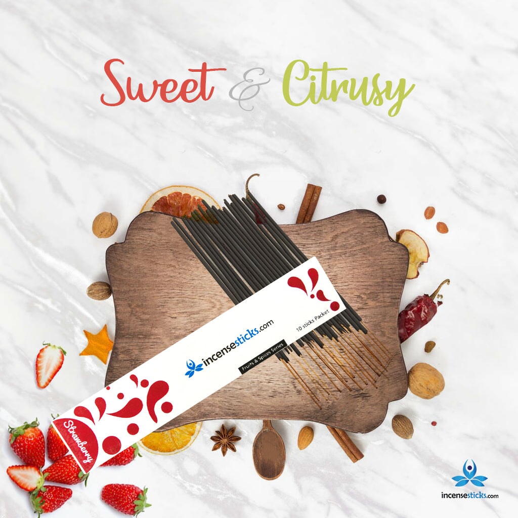 Strawberry Incense 8" inch 10 Sticks Fruits & Spices