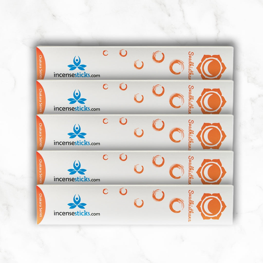 Svadhishthana Incense 8" inch 12 Sticks Chakra incense 5 Packs