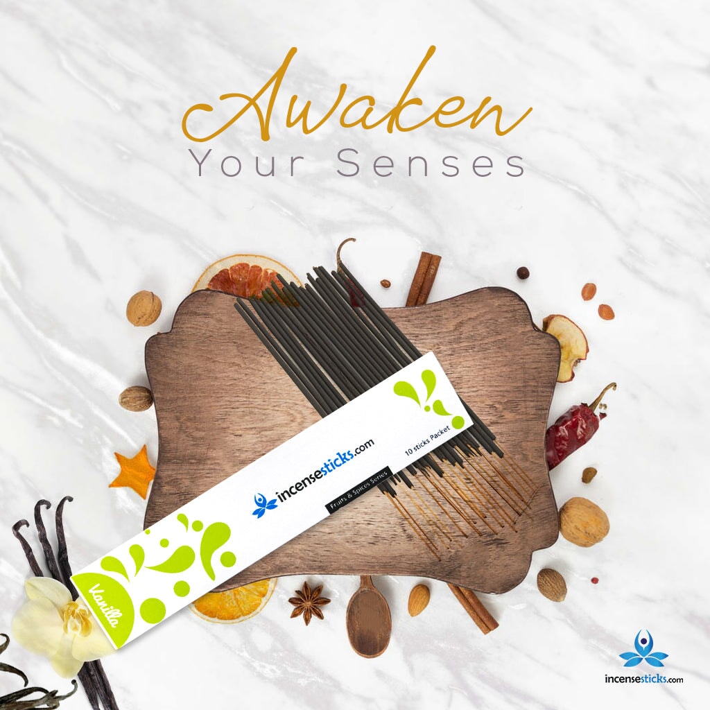 Vanilla Incense 8" inch 10 Sticks Fruits & Spices 1 Pack