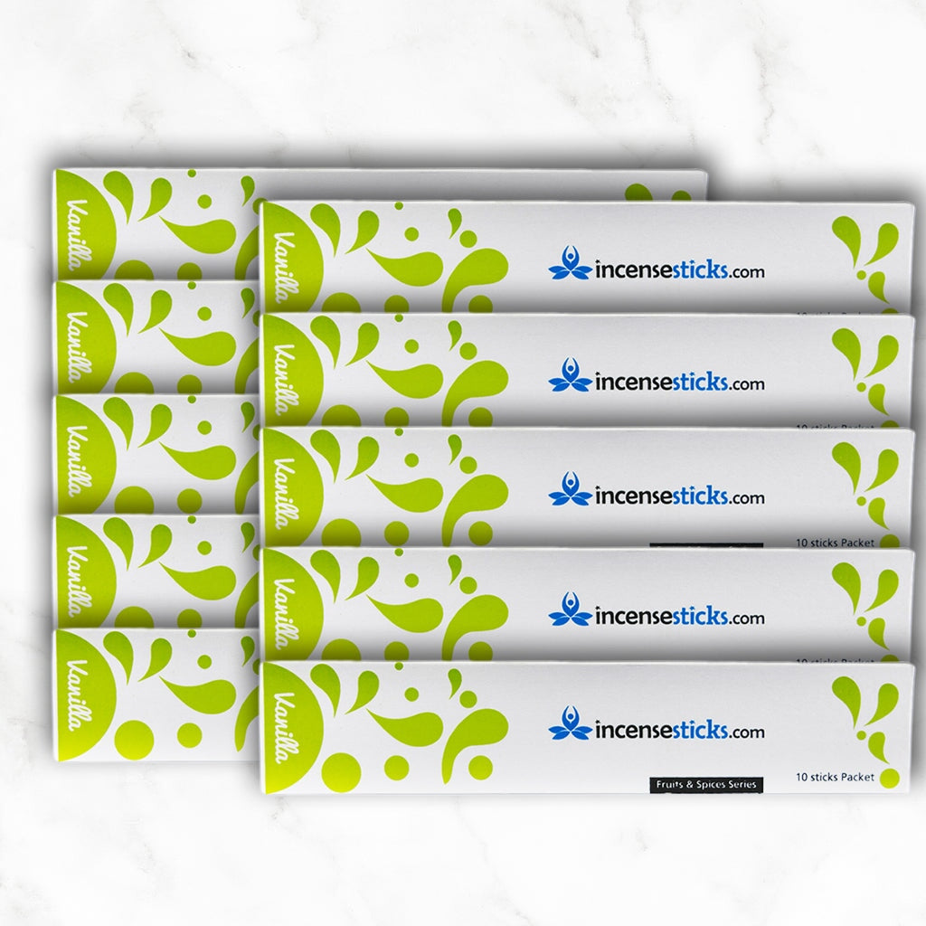 Vanilla Incense 8" inch 10 Sticks Fruits & Spices 10 Packs