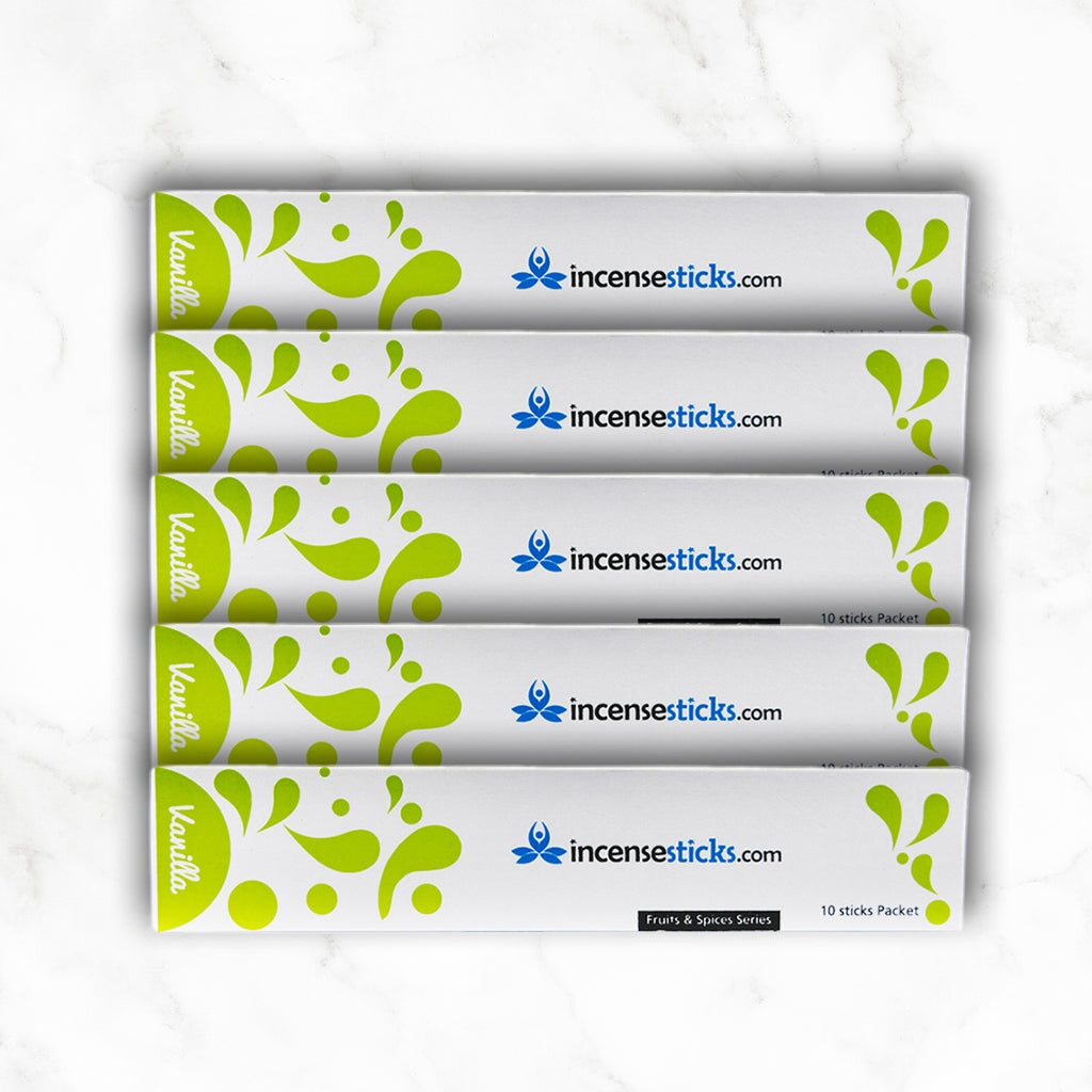Vanilla Incense 8" inch 10 Sticks Fruits & Spices 5 Packs