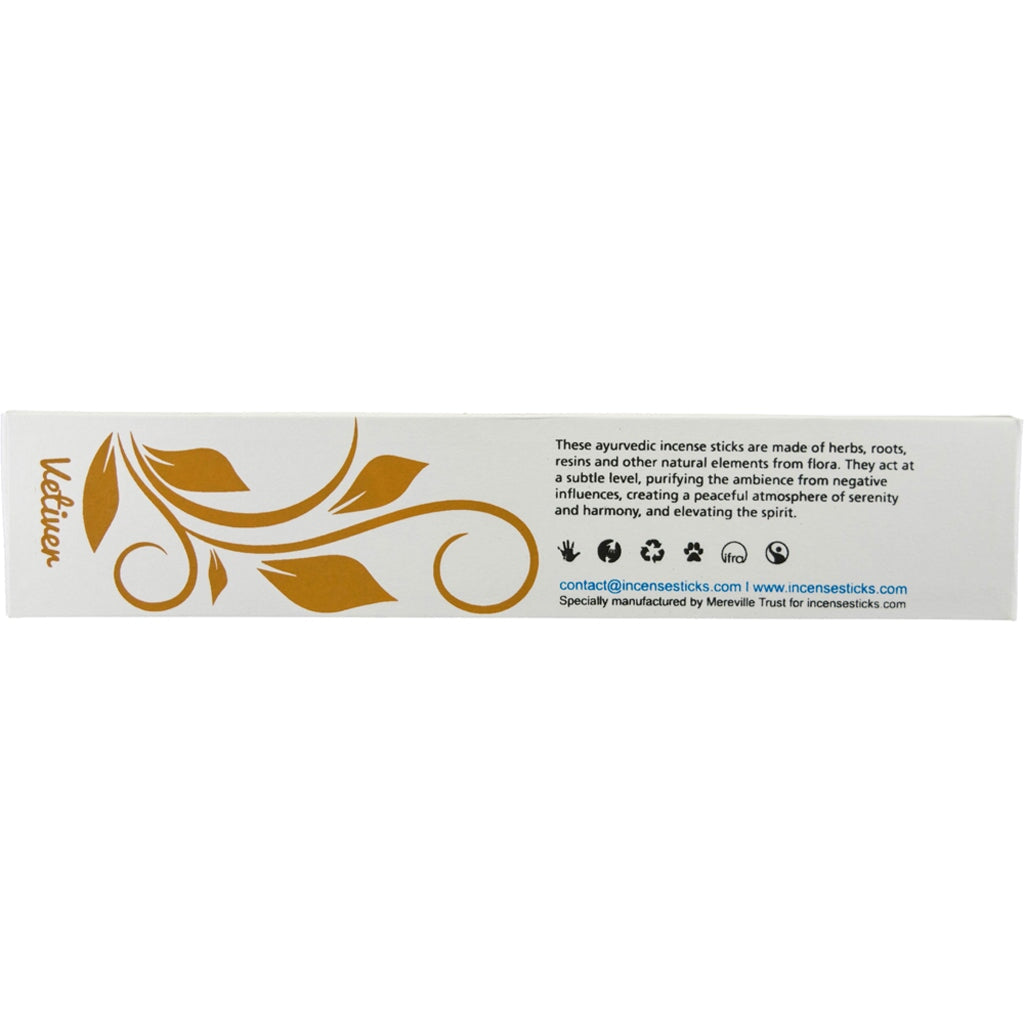 Vetiver Incense Sticks 8" 10 Ayurvedic incense 