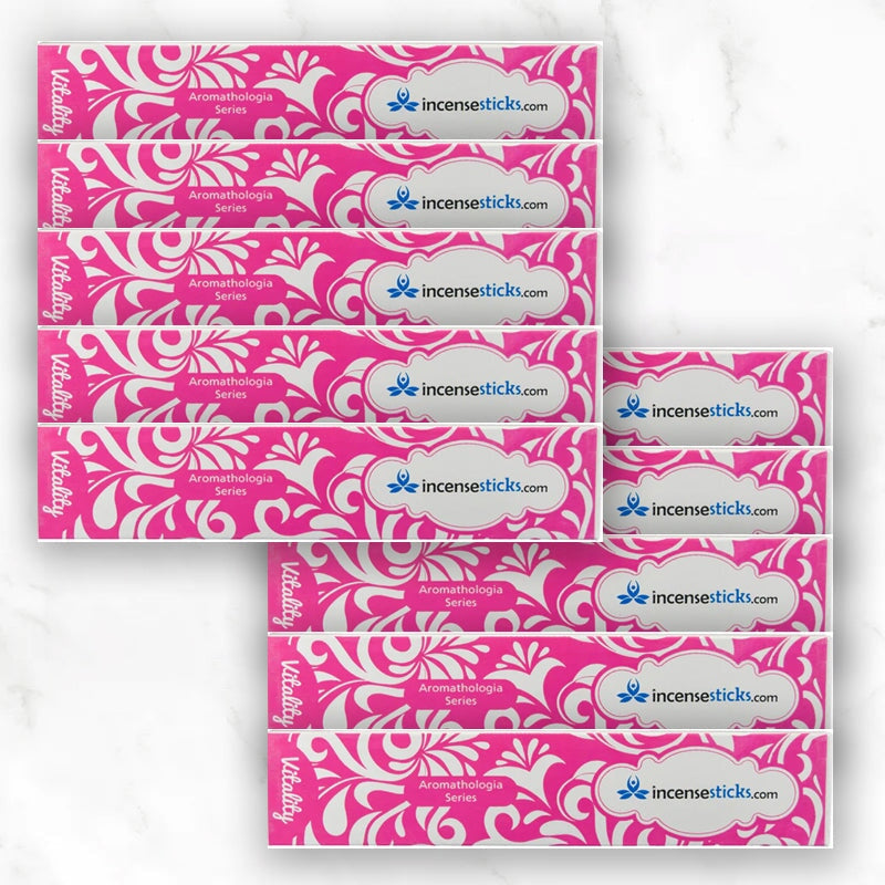 Vitality Incense 8" 12 Sticks Aromatologia Incense Sticks 10 Packs