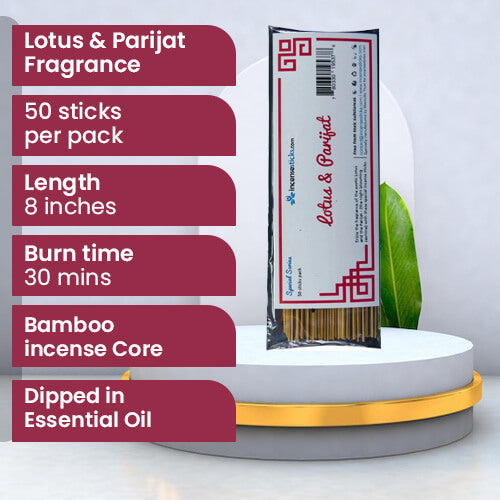 Lotus & Parijat Incense  8" 50 Sticks