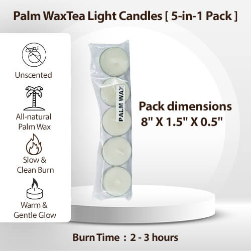 Palm Wax Tea Light Candles (5-in-1 pack)