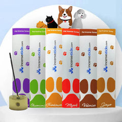 Pet Incense Set - 6 packs of pet-friendly incense sticks & burner