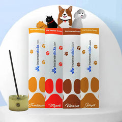 Pet Incense Set - 4 packs of pet-friendly incense sticks & burner