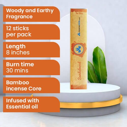 Sandalwood Incense 8" inch 12 Sticks