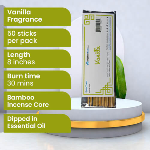 Vanilla Incense  8" 50 Sticks