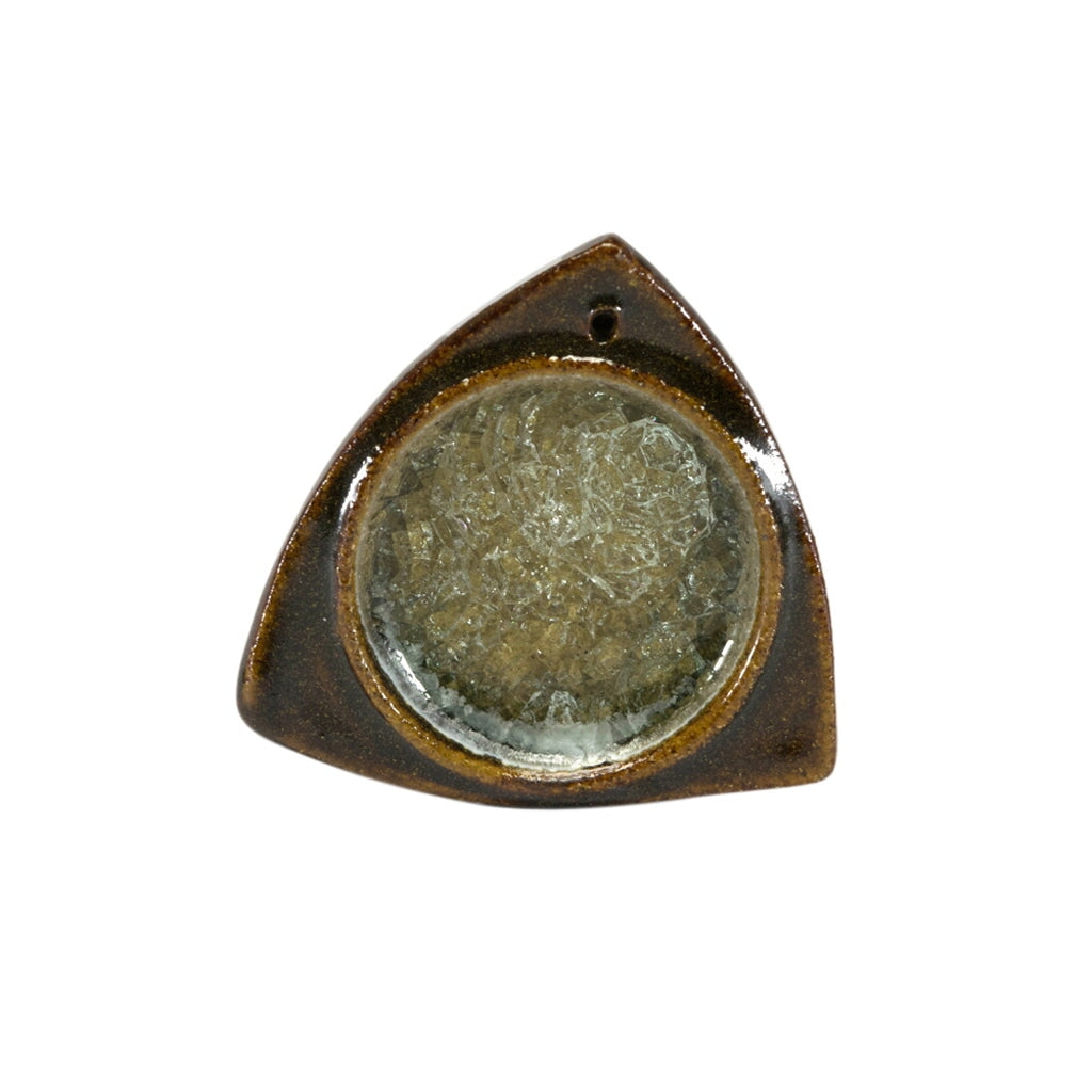 Ceramic Crystal Incense Holder – Triangle Ceramic with Crystal Incense Holder Small Brown 