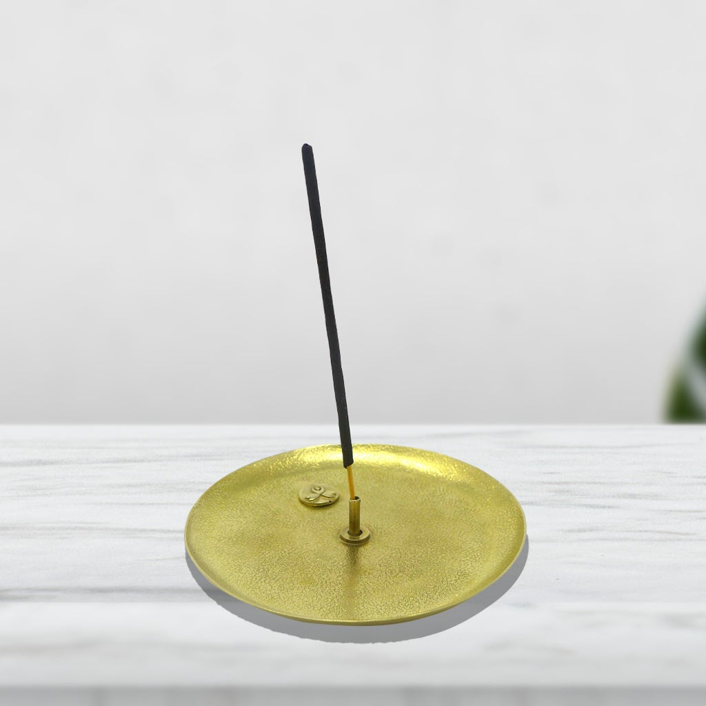 Round Brass Incense Holder (Indra) Brass incense holder 