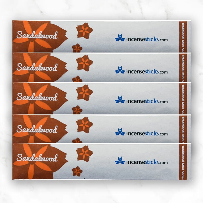 Sandalwood Incense 4.5" 10 Sticks Mini Traditional 5 Packs 