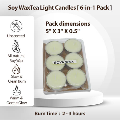 Soy Wax Tea light Candles ( 6 in 1 Pack )