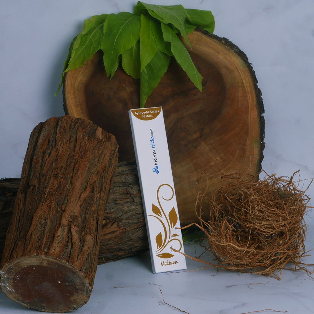 Vetiver Incense Sticks 8" 10 Ayurvedic incense 1 Pack 