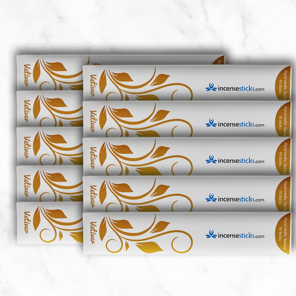 Vetiver Incense Sticks 8" 10 Ayurvedic incense 10 Packs 